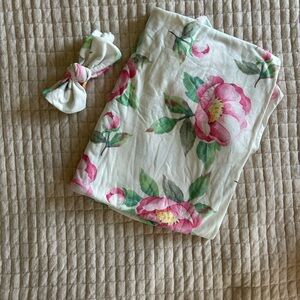 Floral Swaddle Blanket and Headband Set